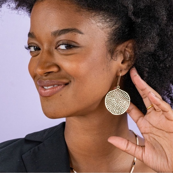 Ink+Alloy Gold Dangle Earrings - Picture 5 of 5